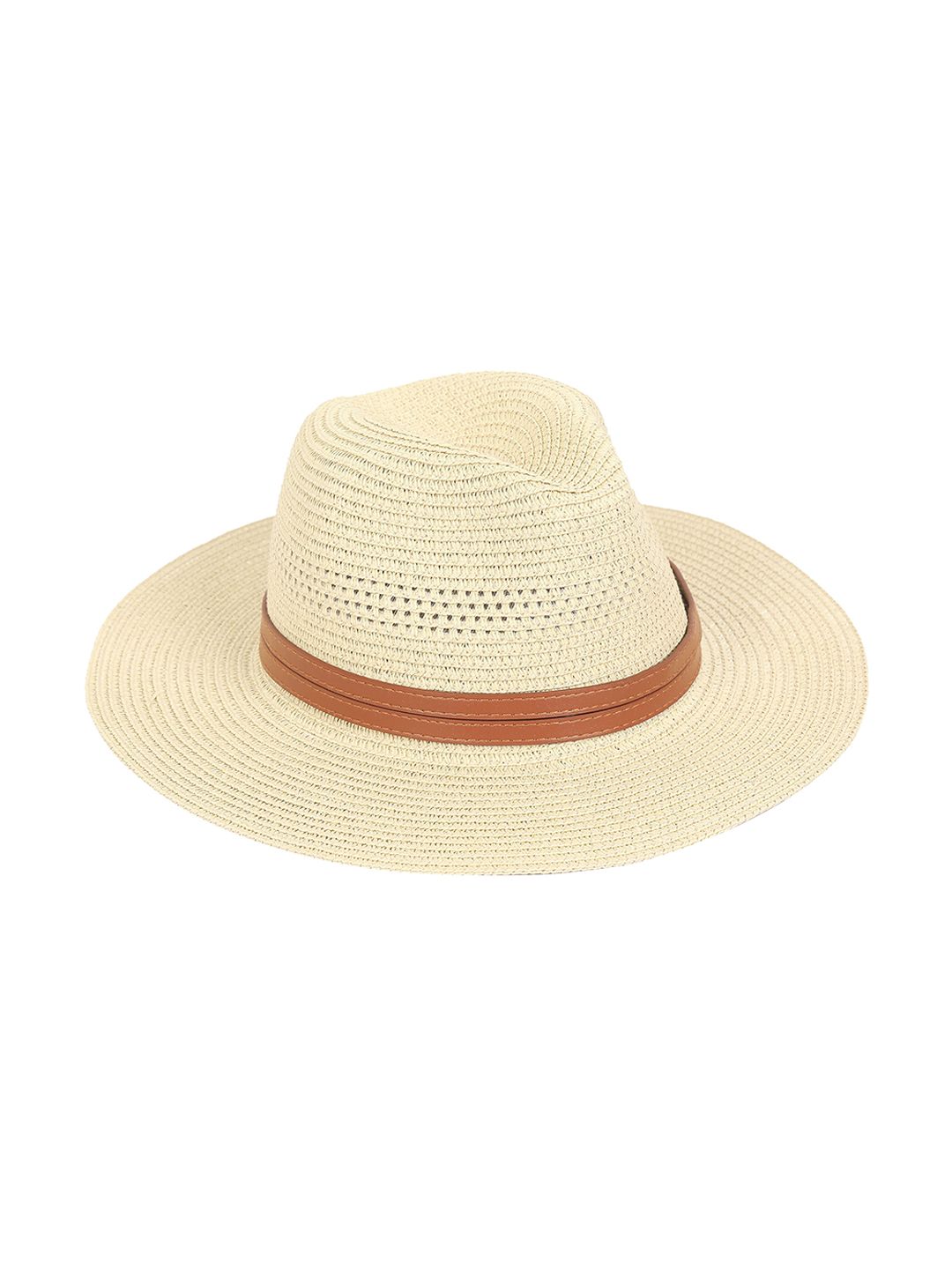 FabSeasons Unisex Beige Self Design Trilby Hat-picture-47