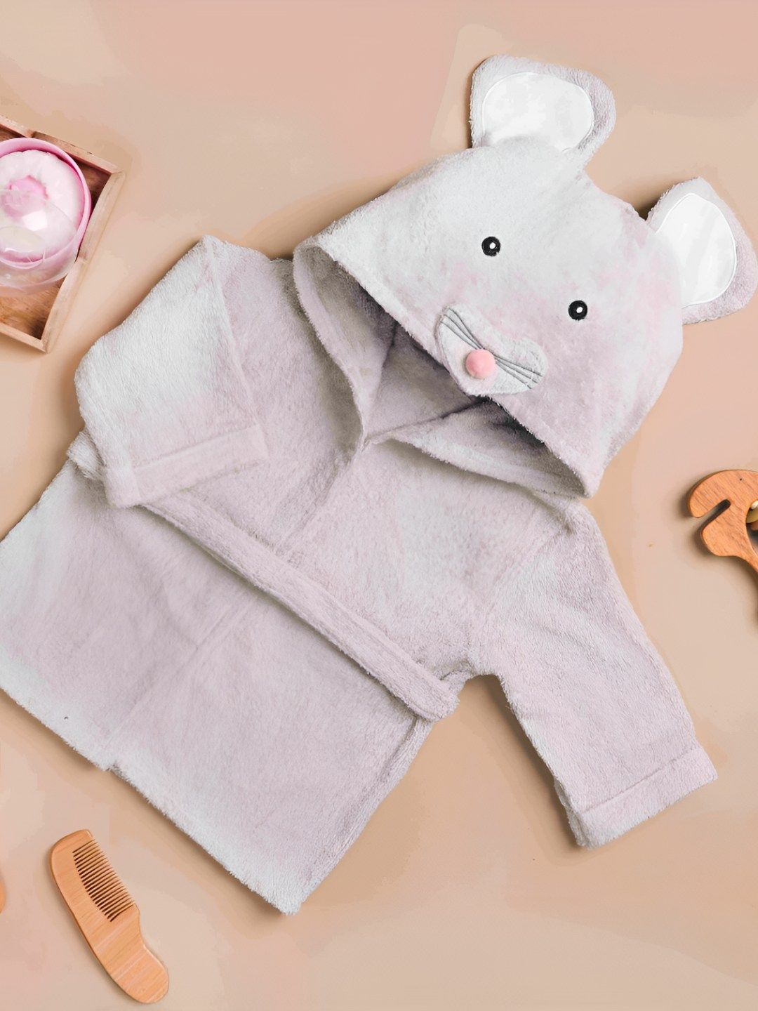 KICKS & CRAWL Kids Cotton Mouse Bath Robe-image-8