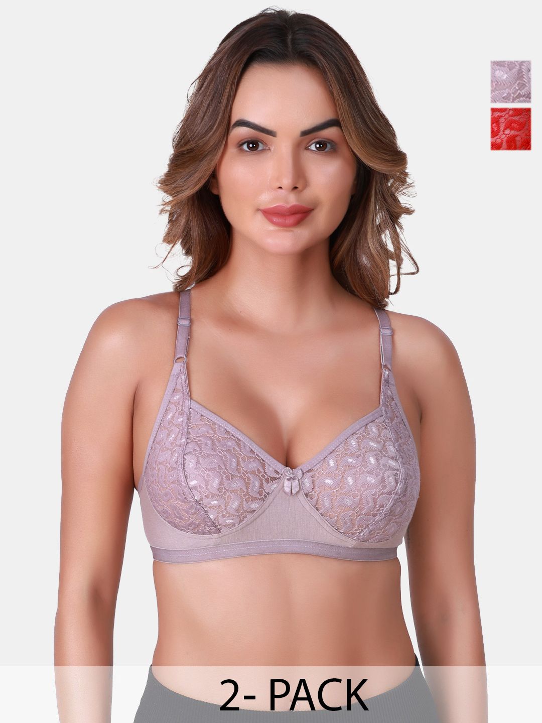 SKDREAMS Pack Of 2 Non Padded Full Coverage Bra