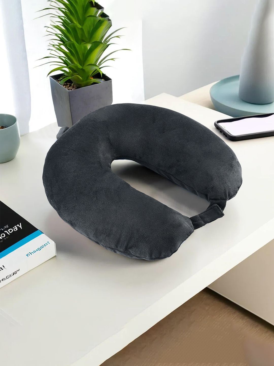 Kuber Industries Black Cotton Filled Polycotton Ultra Soft Travel Pillow-picture-25