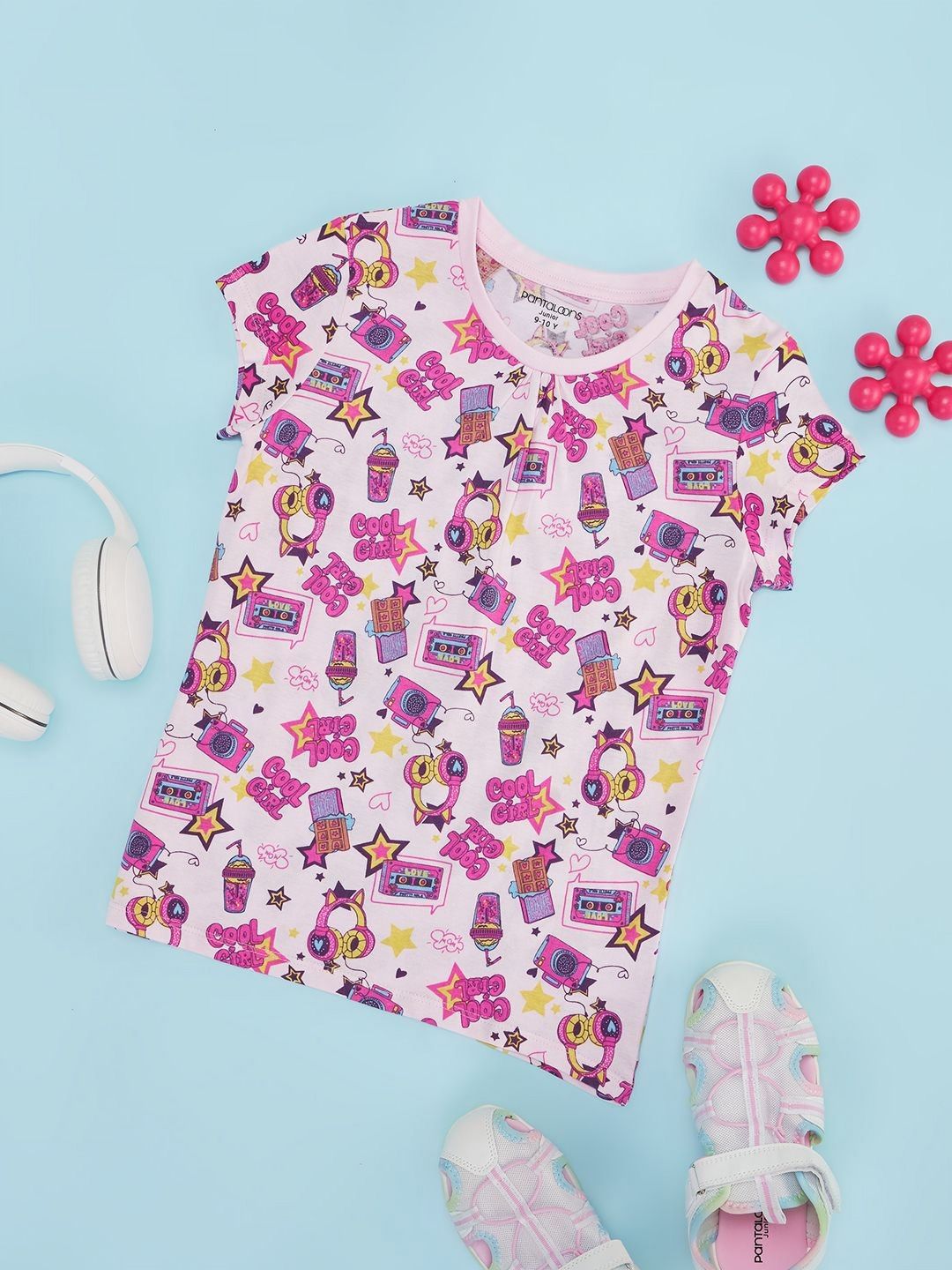 Pantaloons Junior Girls Conversational Printed Round Neck Cotton T-Shirt