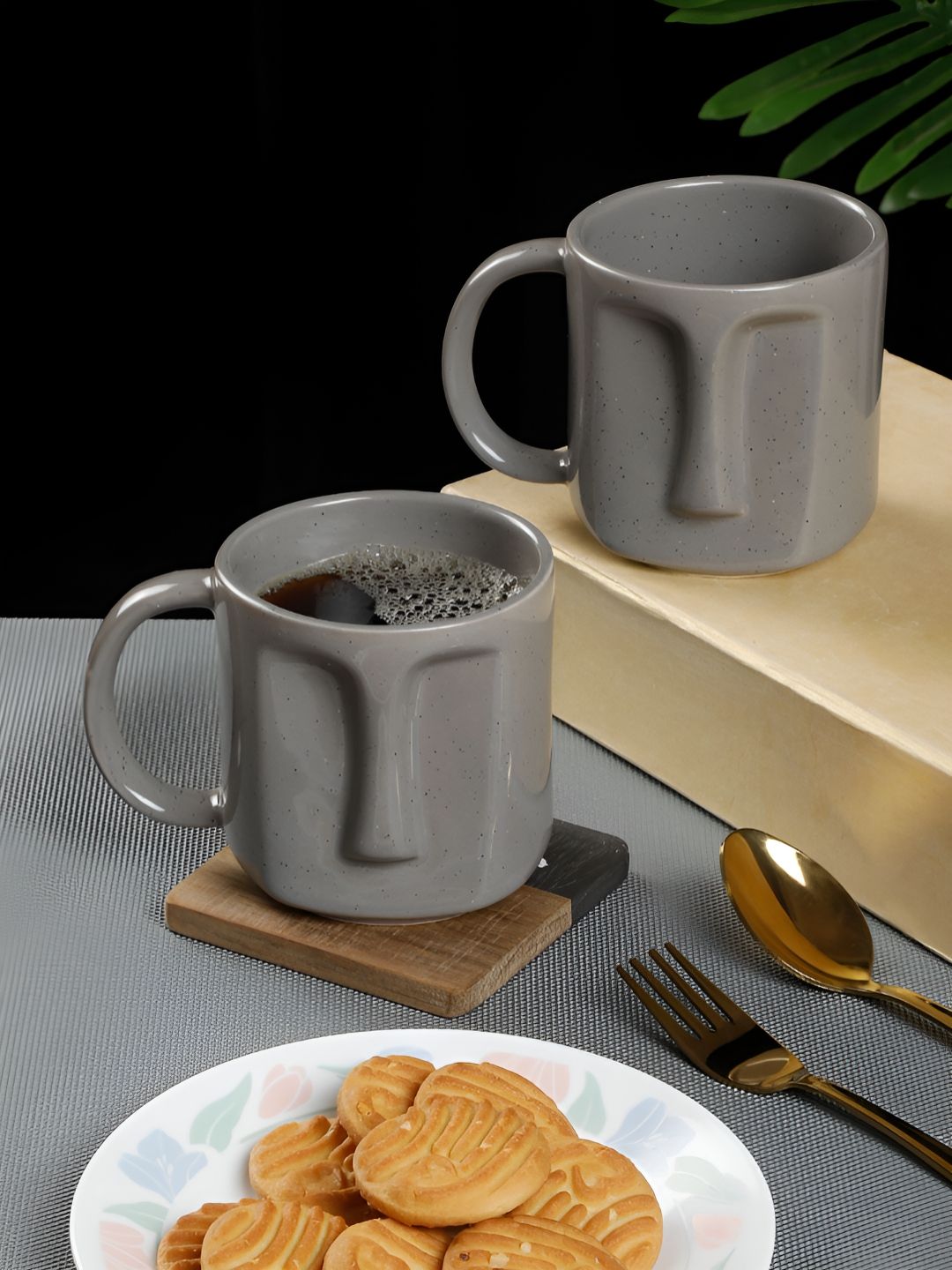 Arrabi Grey Solid Stoneware Glossy Mugs Set of Cups and Mugs-picture-20