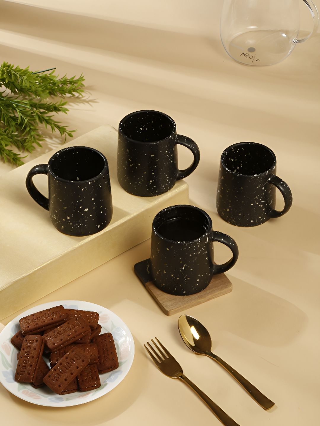 Arrabi Black & White Handcrafted Textured Ceramic Matte Mugs Set of Cups and Mugs-picture-42