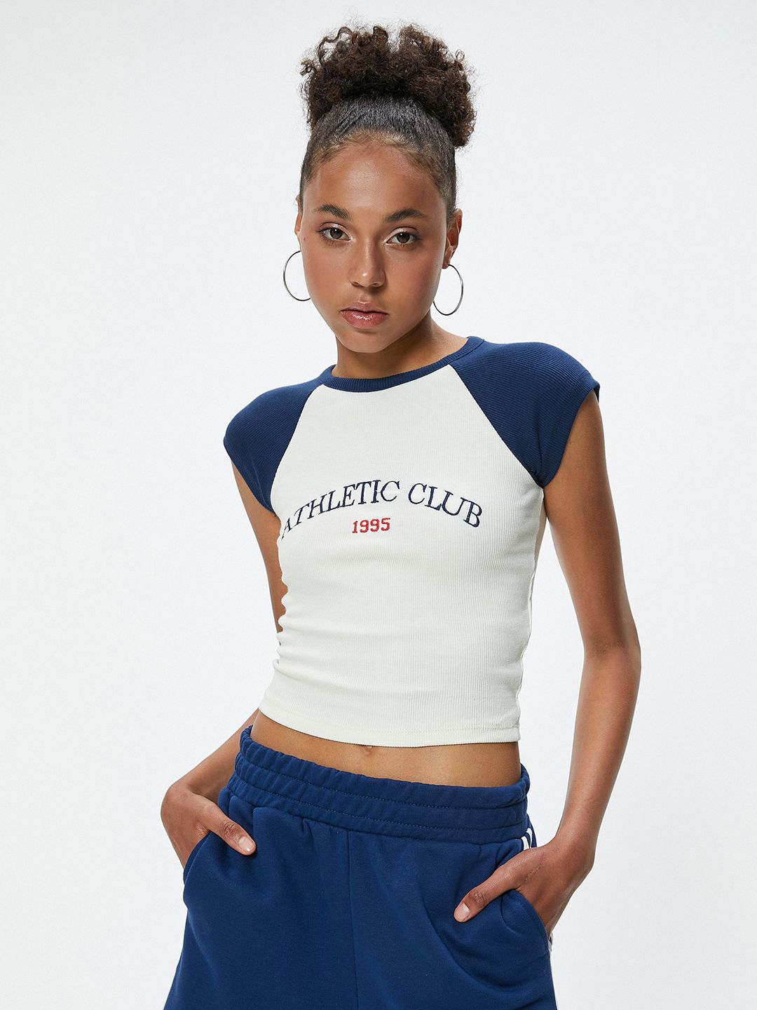 Koton Women Typography Printed Applique Slim Fit T-shirt-picture-27