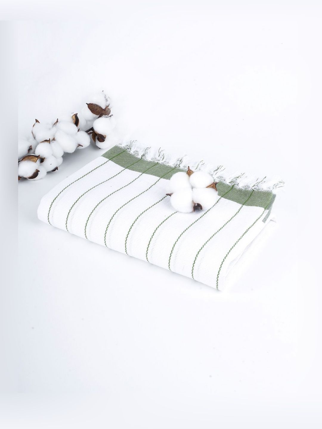 Thirsty Towel Green & White 1 Striped Cotton 225 GSM Bath Towel-image-49