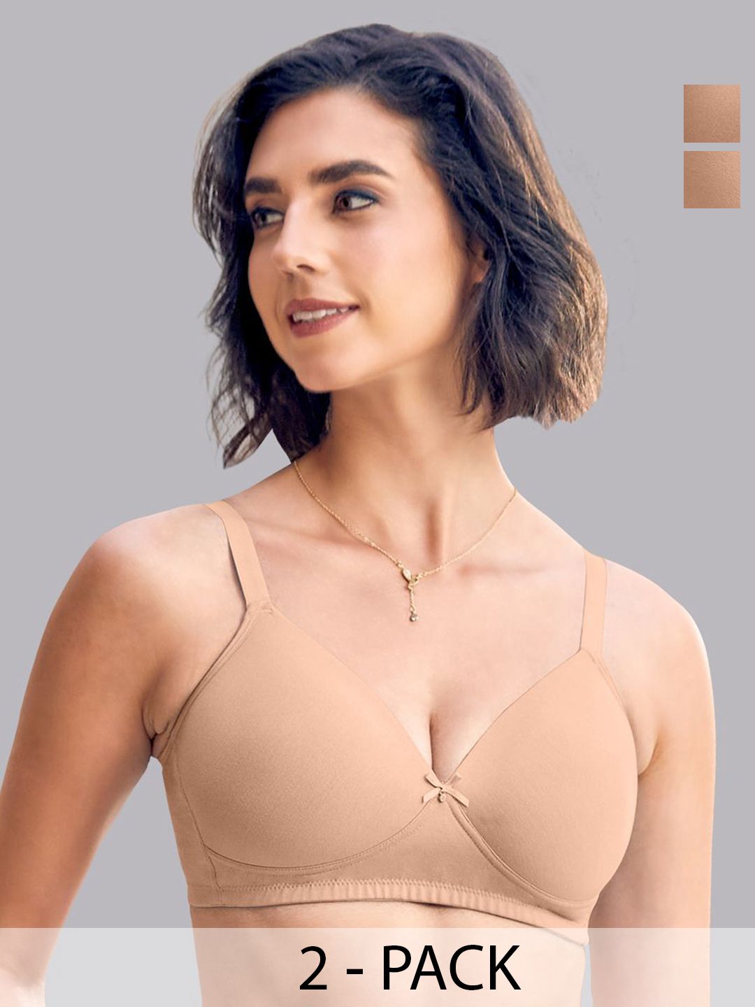 MAASHIE Pack of 2 Medium Coverage Wirefree Padded Bra FWN-FWN