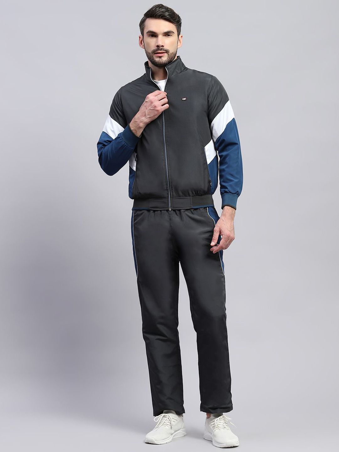 Monte Carlo Mock Collar Full Sleeve Jacket & Trackpants-image-1