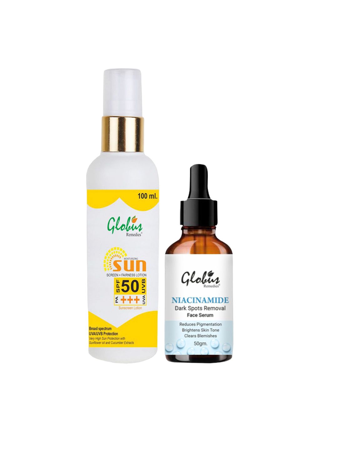 Globus naturals 2Pc Sunscreen Lotion SPF 50++ 100 ml & Niacinamide Face Serum 50 ml Combo-picture-36
