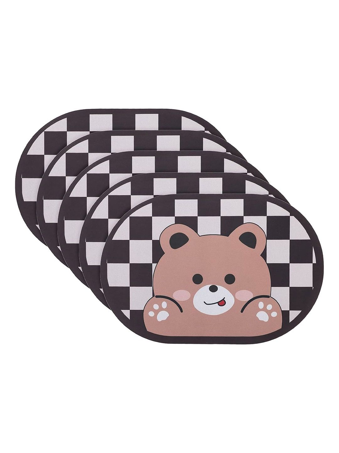 Kuber Industries 5Pcs Brown & White Printed 240 GSM Bath Rugs-picture-53