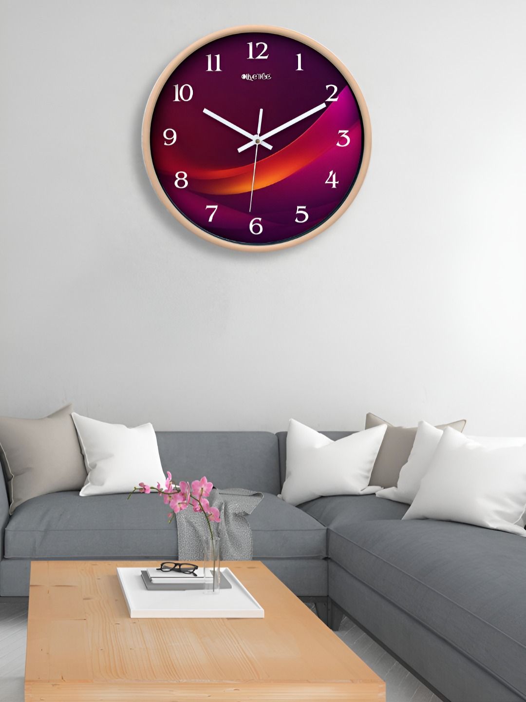 OLIVE TREE Cream-Coloured & Red Printed Contemporary Wall Clock-picture-54