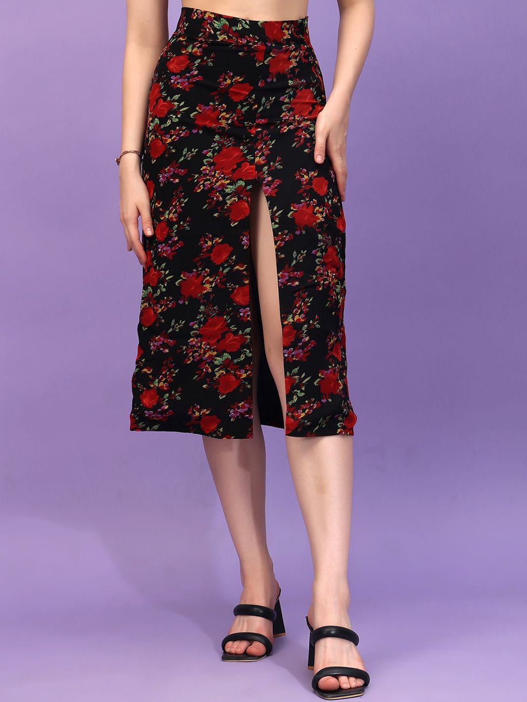 BAESD Women Floral Printed A-Line Midi Skirt-picture-20