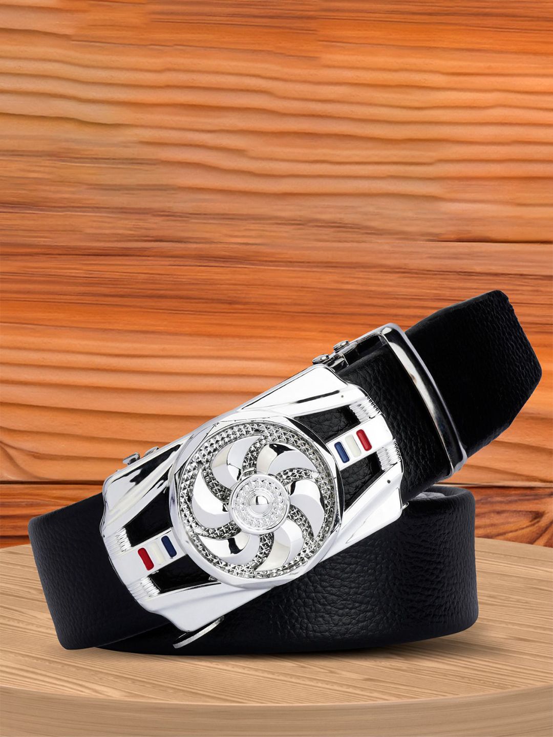 WINSOME DEAL Men Textured Slider Buckle Formal Belt-picture-40