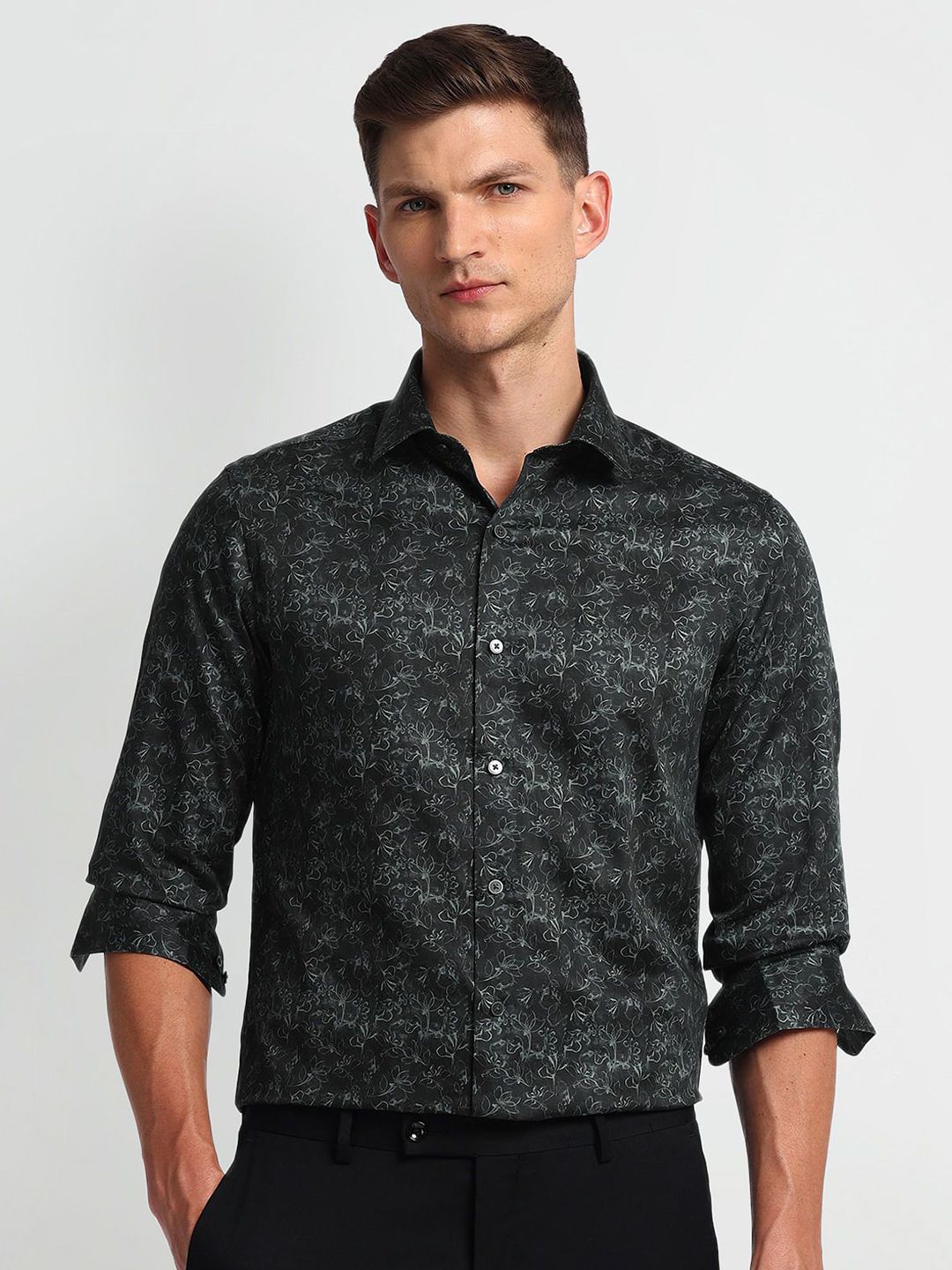 Arrow New York Men Spread Collar Abstract Printed Cotton Slim Fit Formal Shirt-picture-23