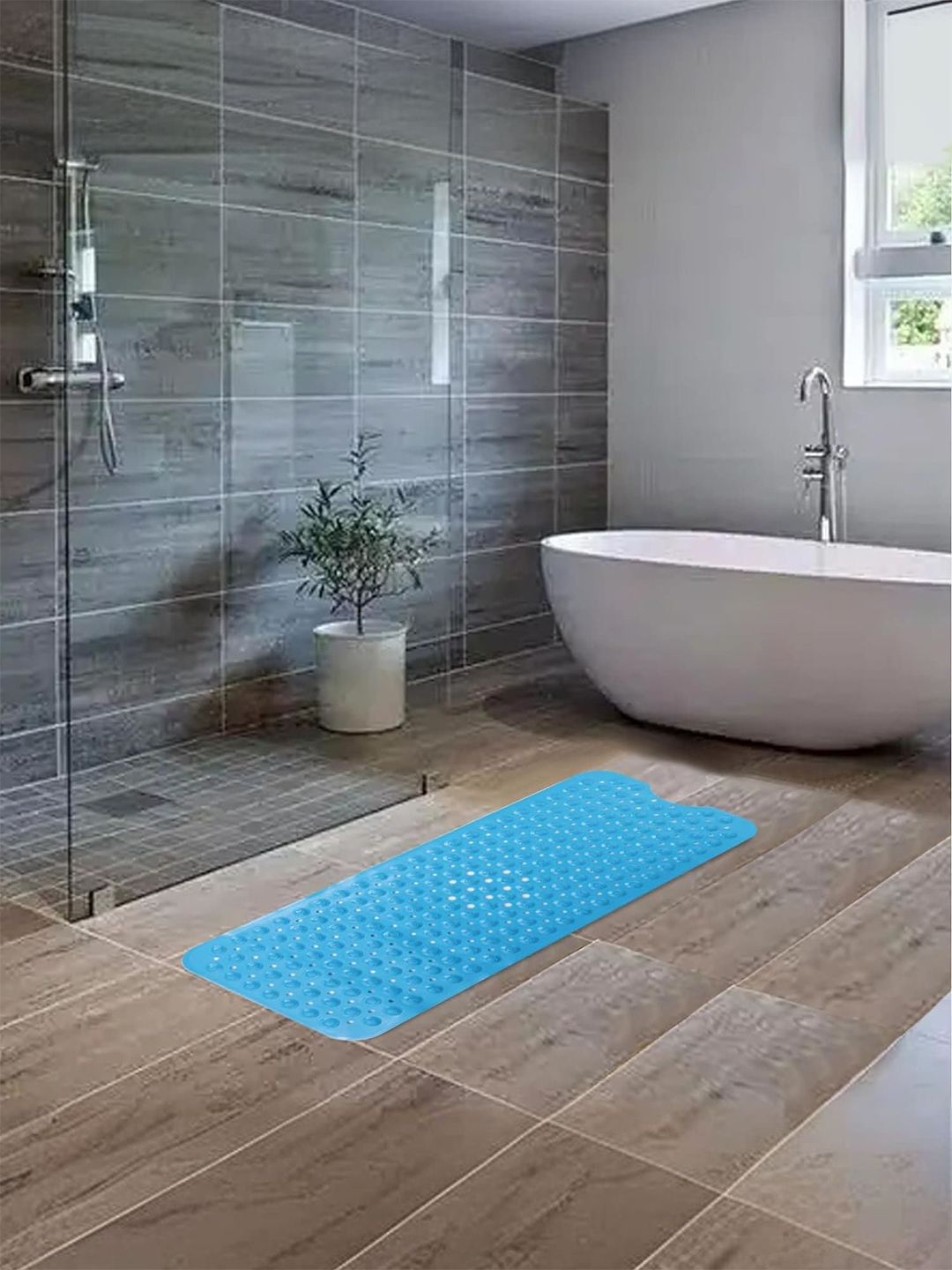 Kuber Industries 6 -Pcs Blue 240 GSM Anti-Skid Bath Rugs-image-35