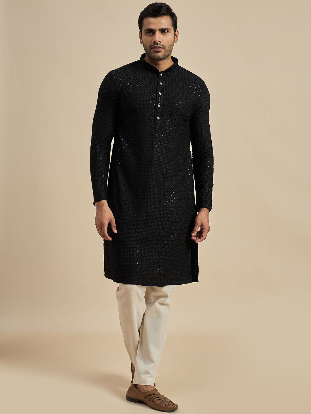 Anouk Men Geometric Thread Work Kurta-picture-11