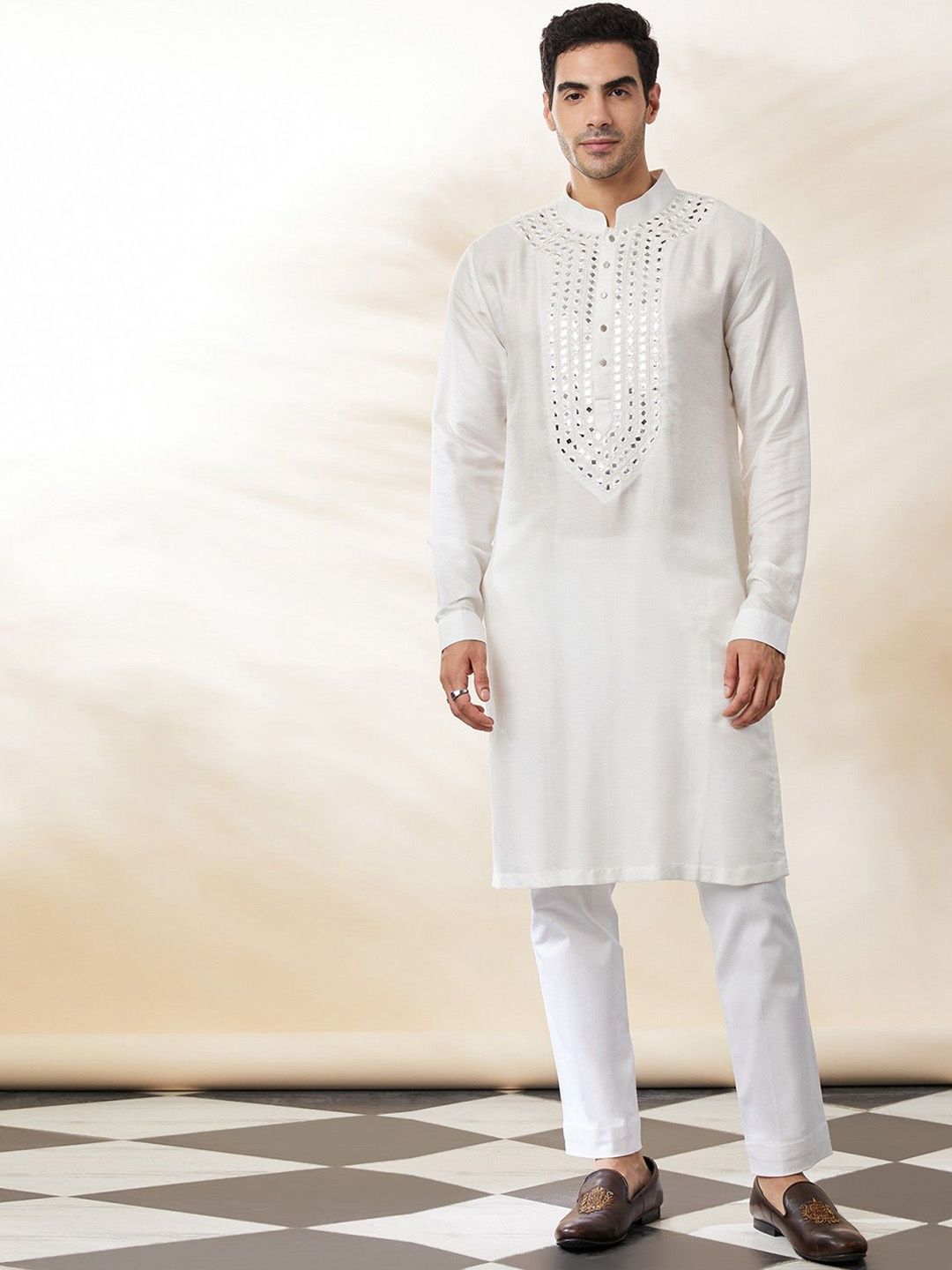 SEVENDC Mandarin Collar Long Sleeves Straight Kurta-picture-29