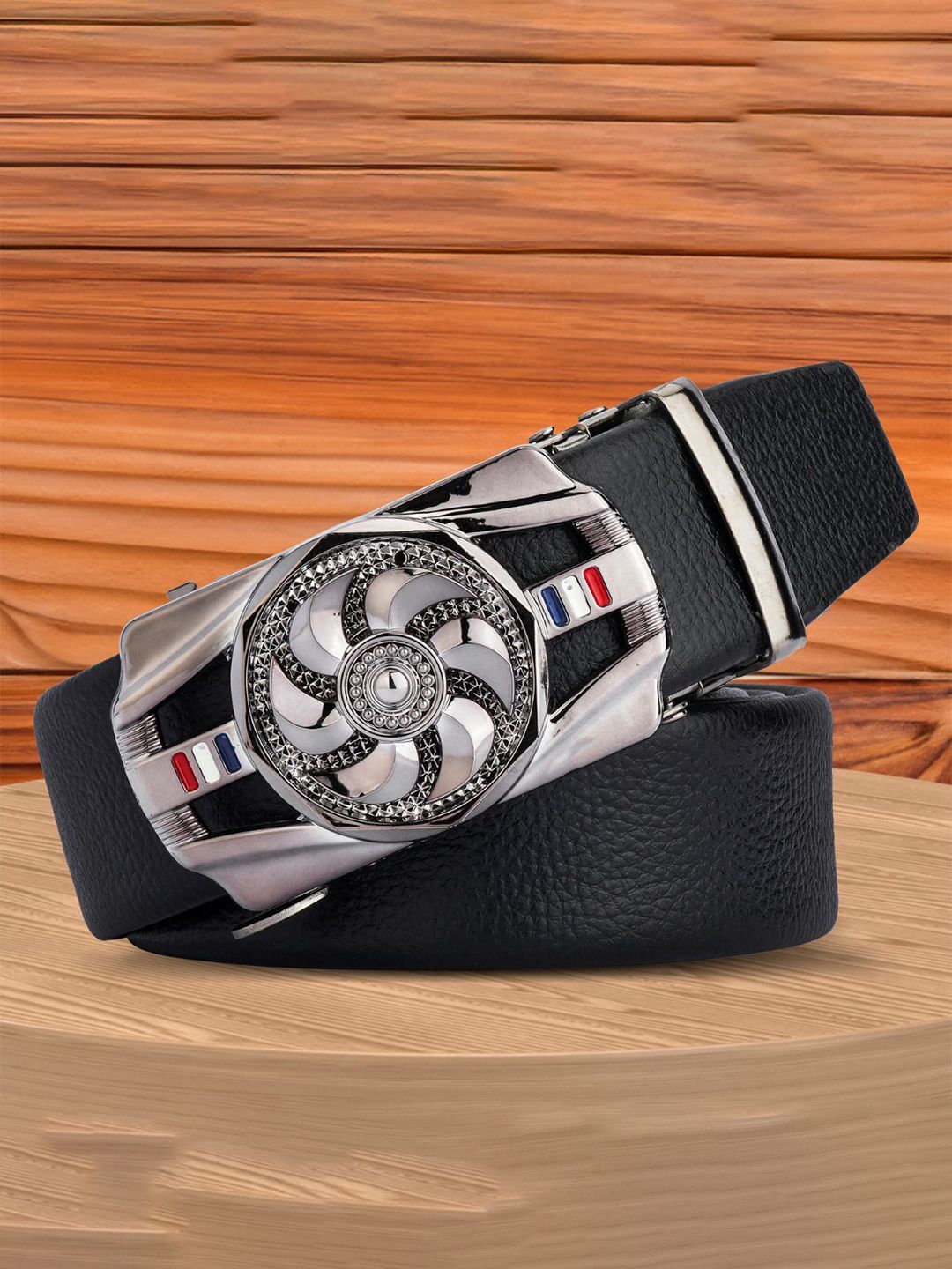 WINSOME DEAL Men Textured Slider Buckle Formal Belt-picture-21