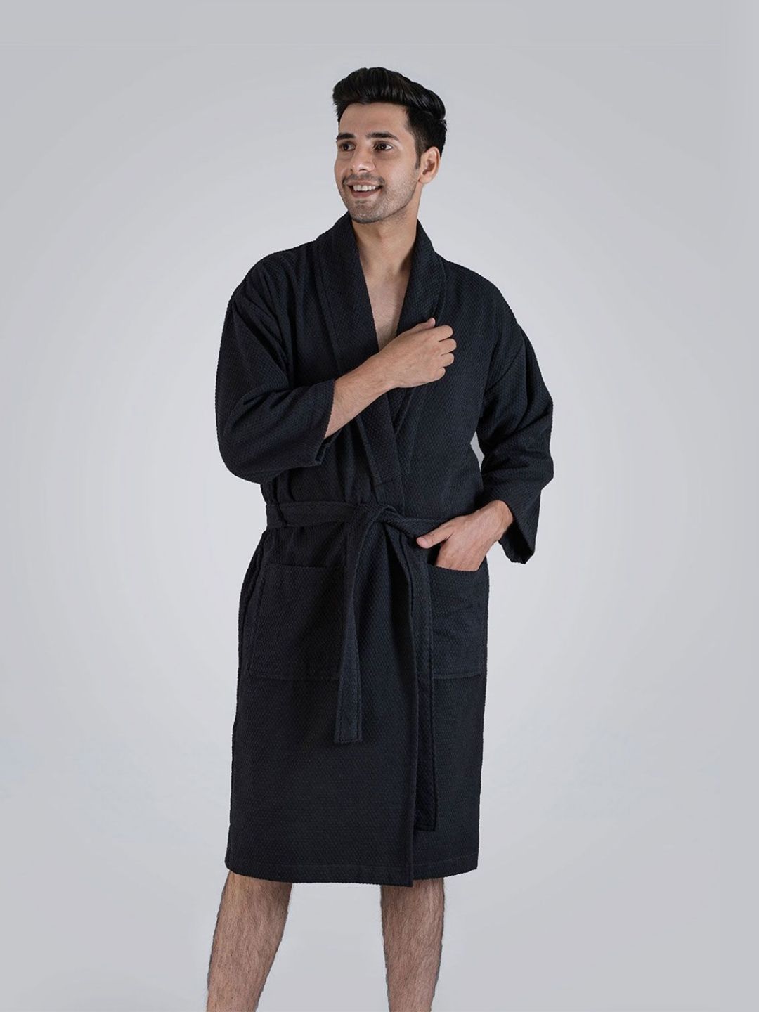 MYTRIDENT Unisex Blue 240 GSM Pure Cotton Bath Robe-picture-41