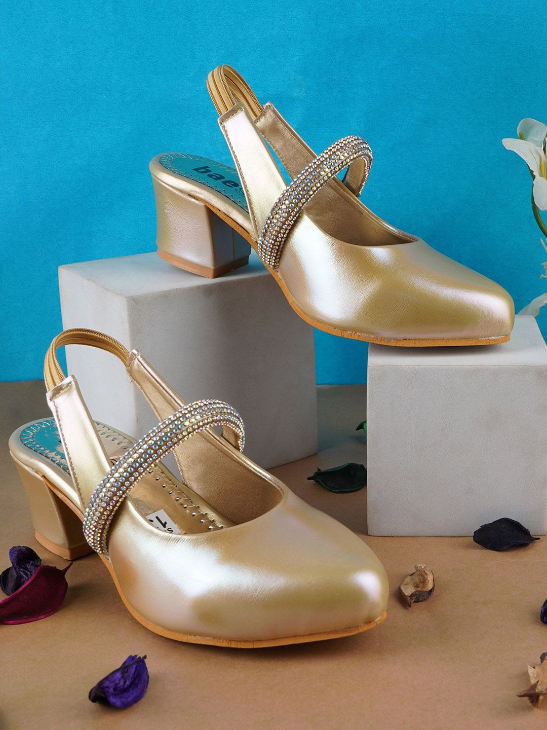 BAESD Girls Textured Party Block Peep Toes