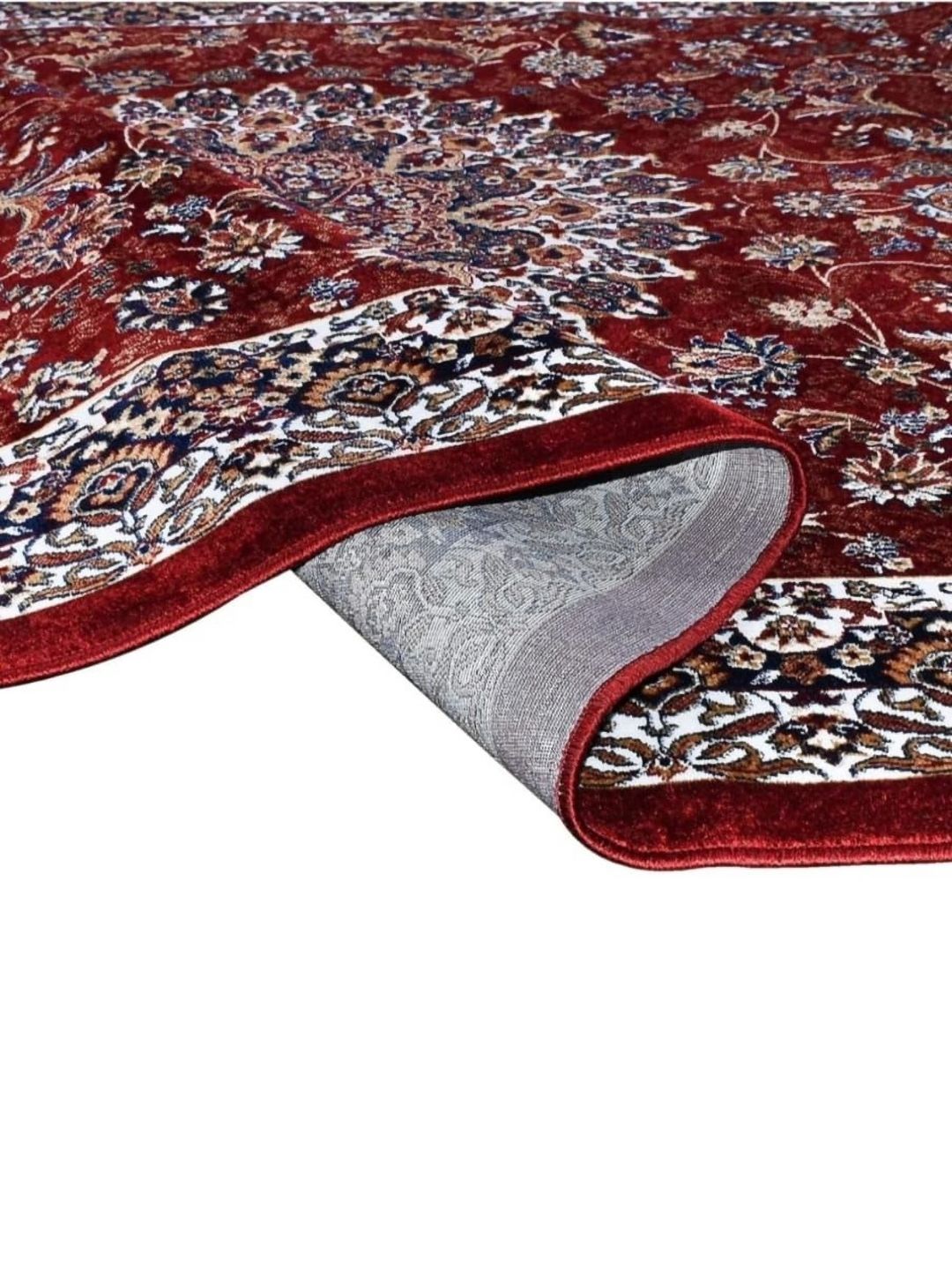 Samjeeda Handloom carpets Red Geometric Anti-Skid Cotton Carpet-picture-3