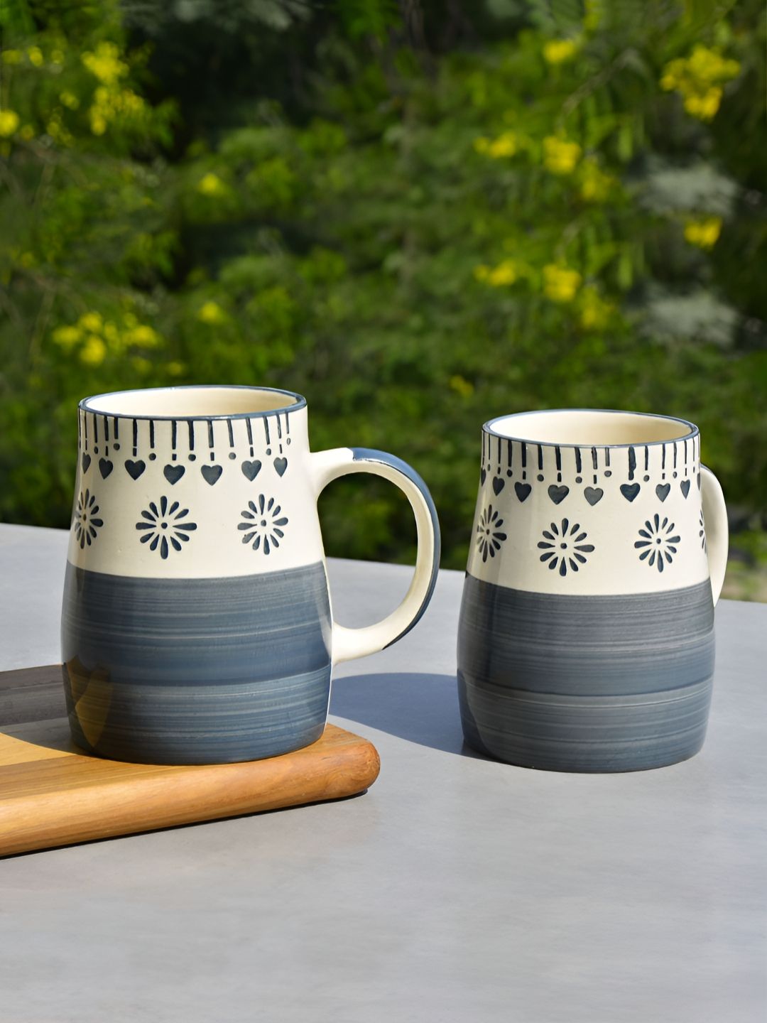 StyleMyWay Grey & White Geometric Printed Ceramic Glossy Mugs Set of Cups and Mugs-image-12