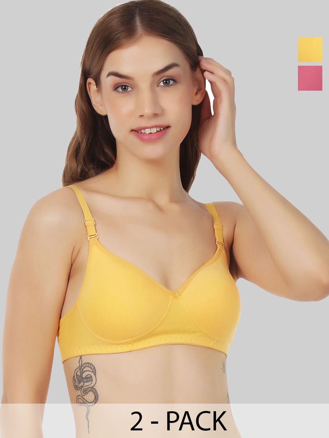Designer Bugs Women Pack Of 2  T-Shirt Non Padded Full Coverage Cotton Bra