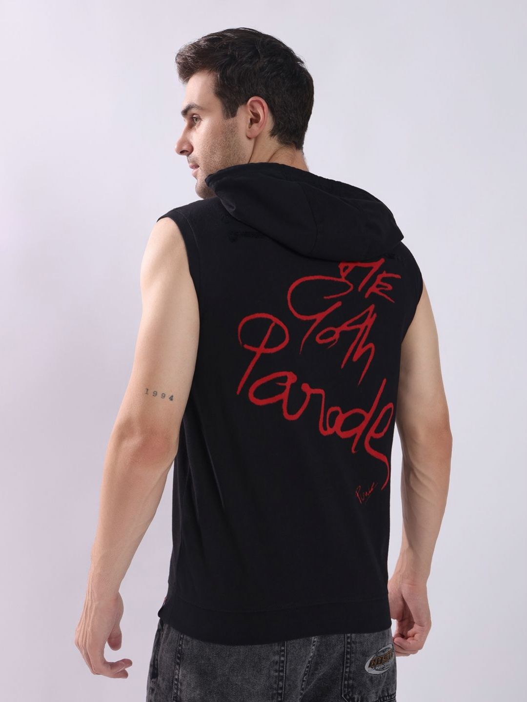 PUNK Men Printed Sleeveless Cotton Hooded Sweatshirt-picture-51