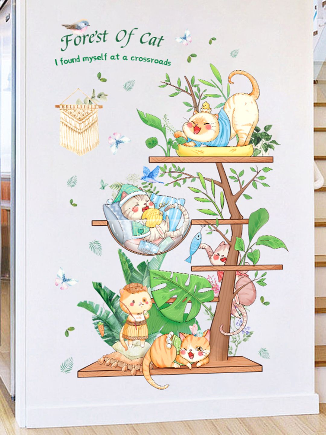 Asian royal Brown & Green Rainbow Printed Water Proof Wall Decals and Stickers-picture-32