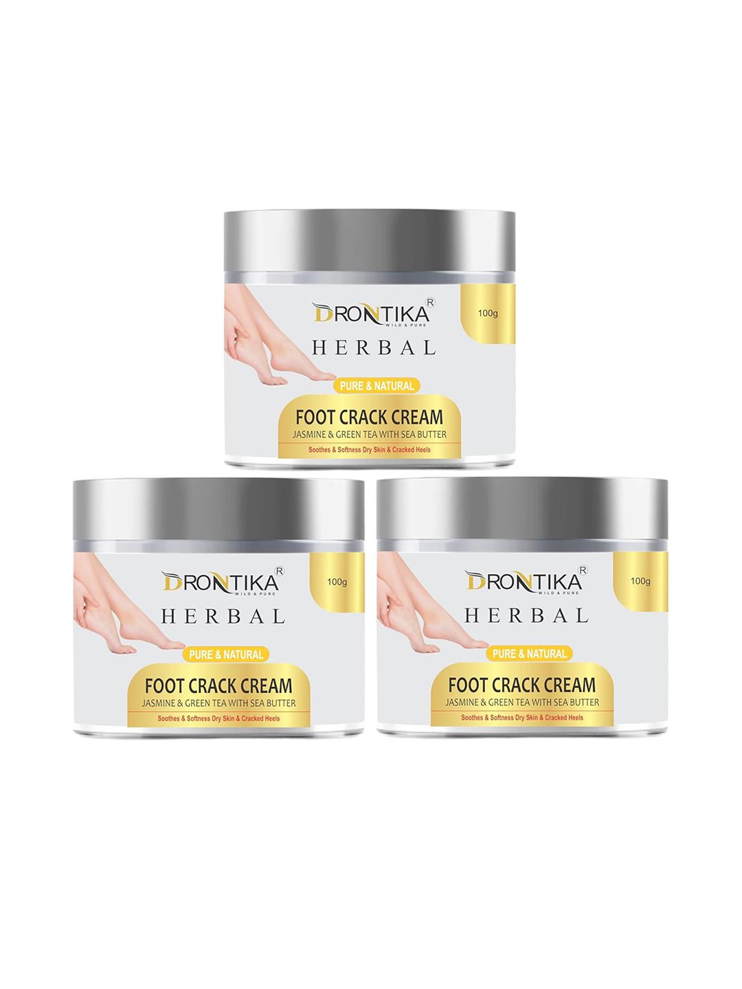 DRONTIKA Set Of 3 Pure & Natural Foot Crack Cream With Shea Butter - 100 g Each-picture-46