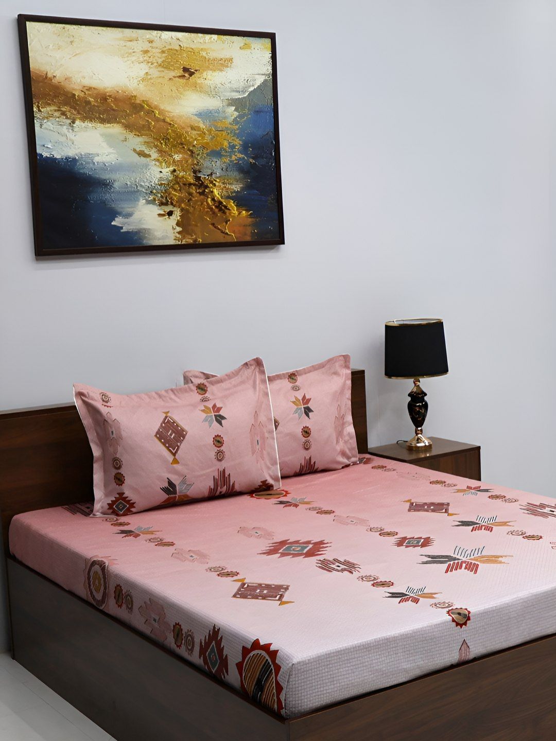 Steve & Anderson Rust & Red Ethnic Motifs 180 TC King Bedsheet with 2 Pillow Covers-picture-27