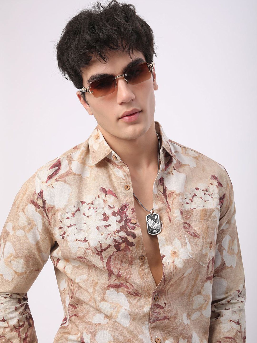 VASTRADO Men Classic Slim Fit Floral Opaque Printed Casual Shirt-picture-10