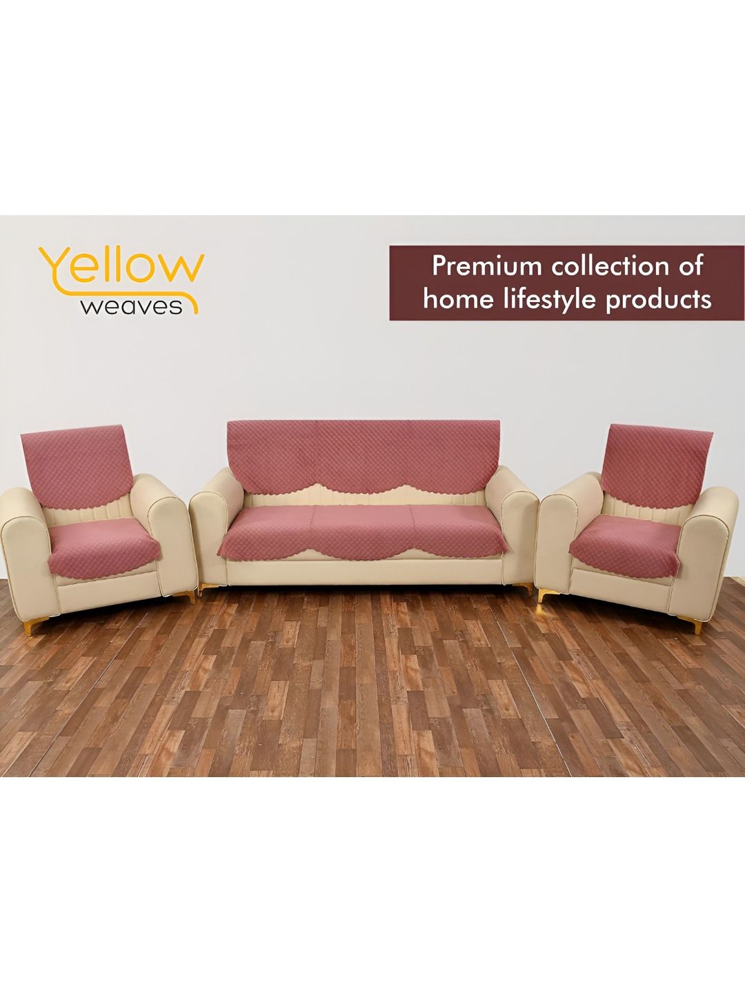 Bajo's Pink Solid Velvet Sofa Cover-image-1