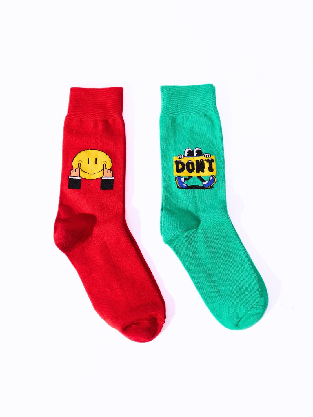 Thela Gaadi Unisex Pack Of 2 Patterned Calf-Length Socks-picture-13