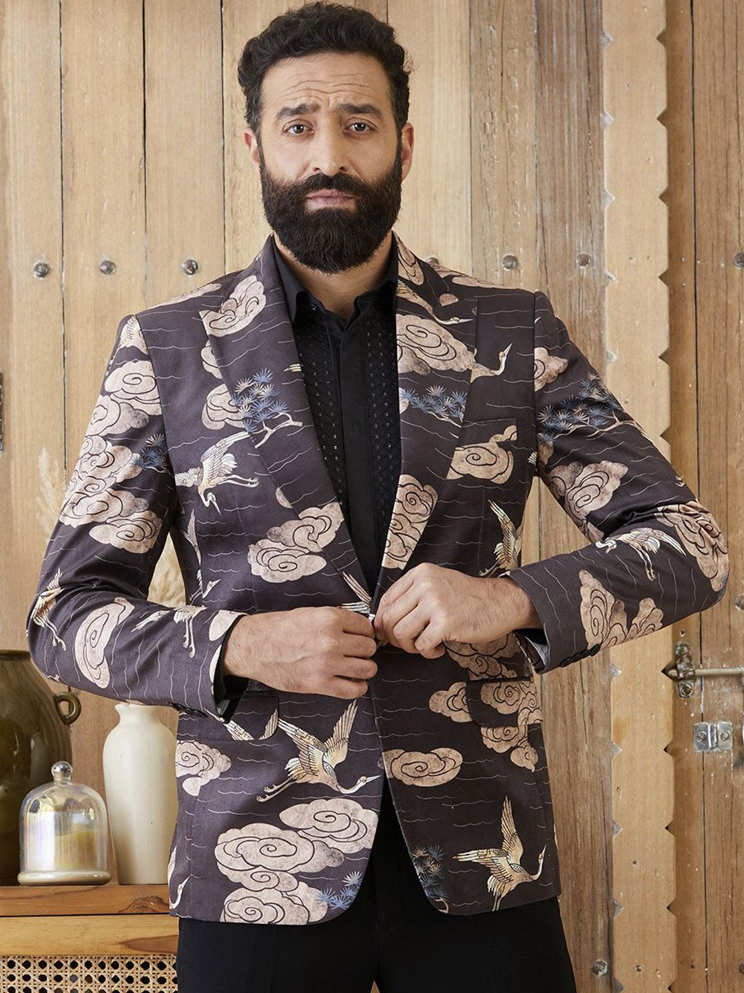 MR BUTTON Printed Tailored Fit Single Breasted Blazer-picture-18