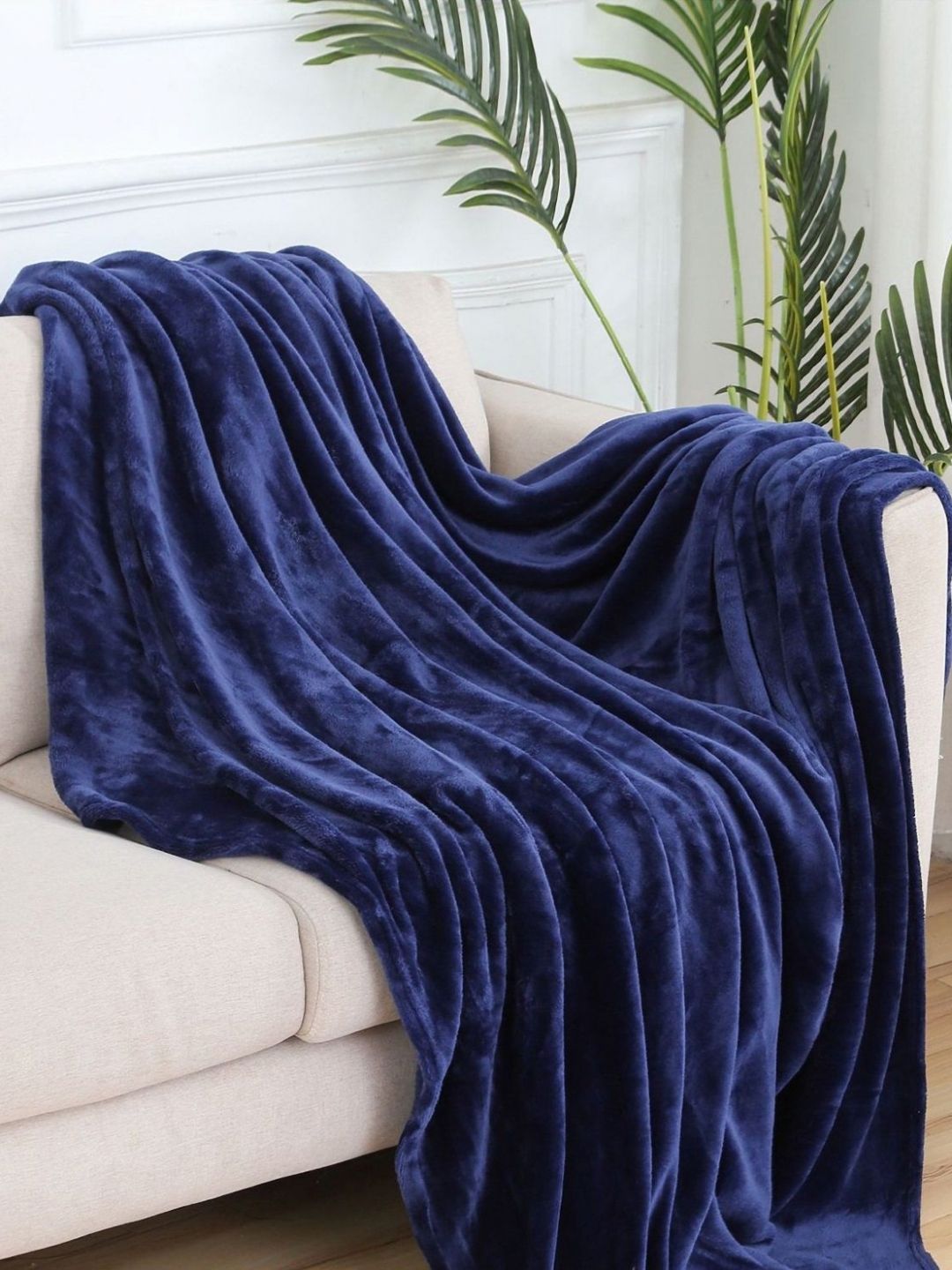 MORADO Navy Blue 300 GSM Double Bed Blanket-image-35