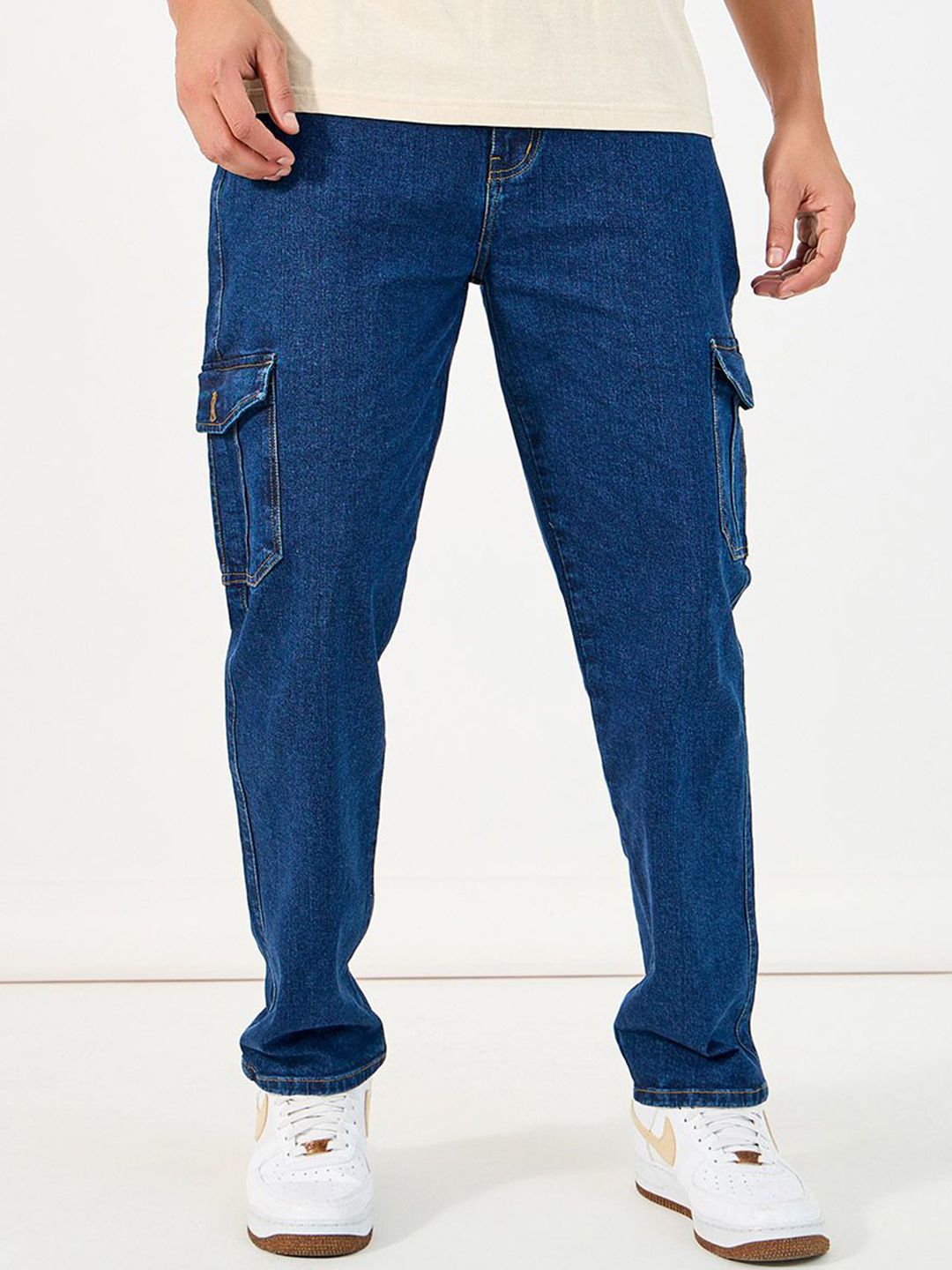 Styli Men Cotton Stretchable Wash Cargo Pocket Straight Fit Jeans-picture-26