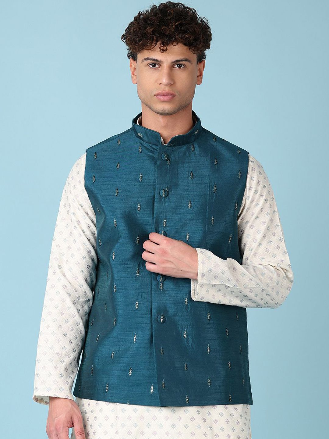 V-Mart Embroidered Woven Nehru Jacket-picture-32