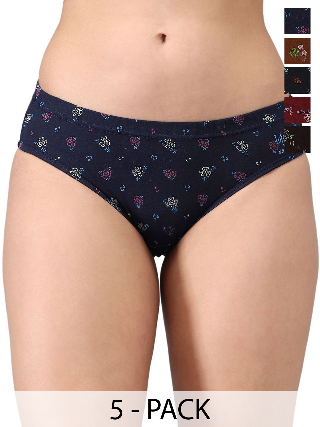KANSAL Pack Of 5 Printed Combed Cotton Hipster Briefs15-T-PRINT_P5-picture-22