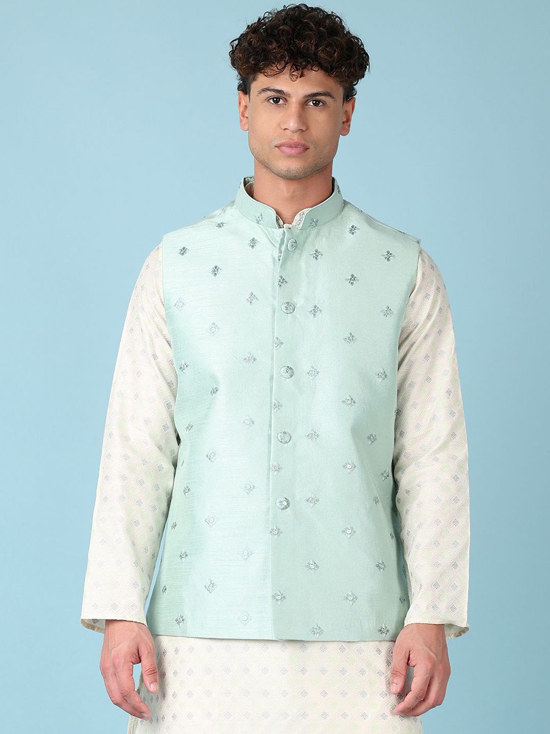 V-Mart Embroidered Mandarin Collar Nehru Jacket-picture-42