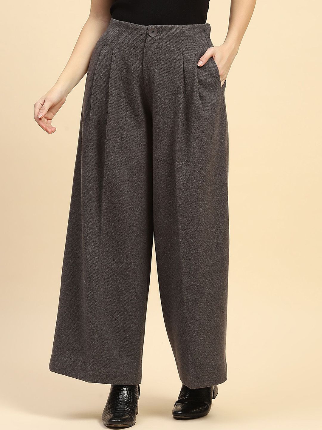 Global Republic Women Smart Loose Fit High-Rise Trousers-picture-14