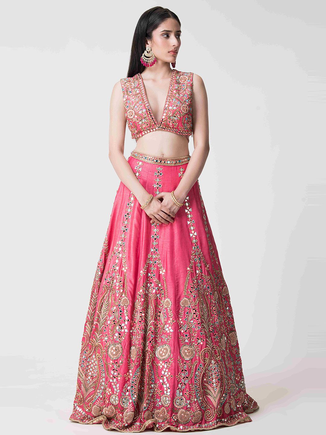 The Front Row Embellished Mirror Work Ready to Wear Lehenga &-picture-45
