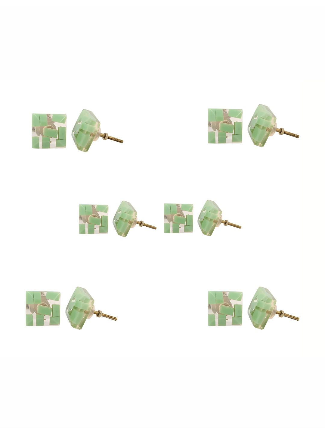 Indianshelf 6Pcs Green Textured Resin Square Knobs-picture-16