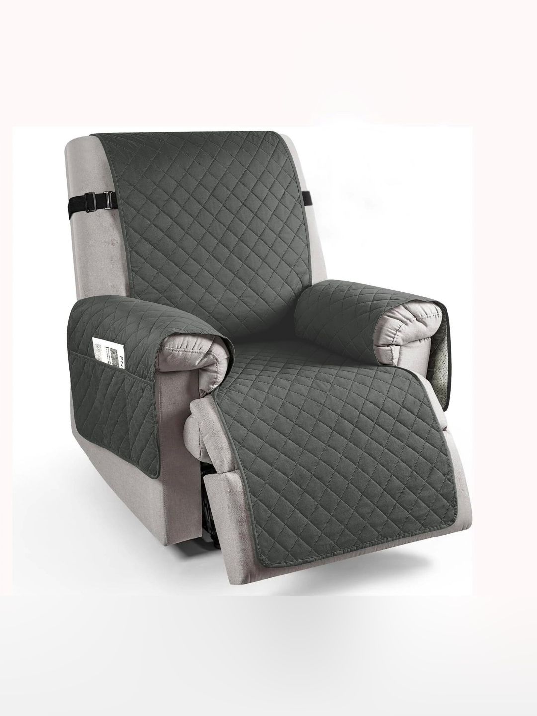 Cortina Grey Solid Polyester 1 Piece Sofa Cover With Arms-picture-15