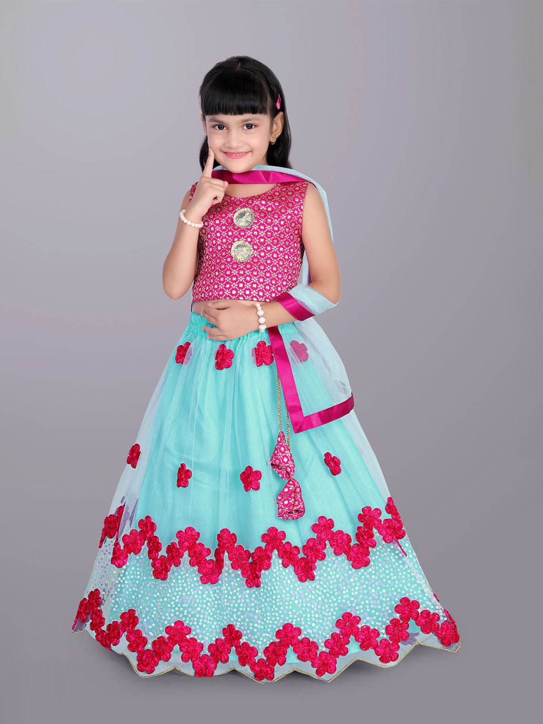BAESD Girls Embroidered Sequinned Ready to Wear Lehenga & Blouse With Dupatta-picture-26