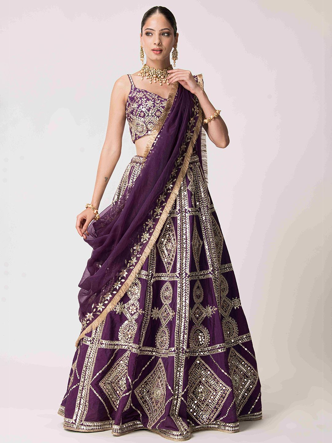 The Front Row Embellished Mirror Work Ready to Wear Lehenga & Blouse With Dupatta-picture-44
