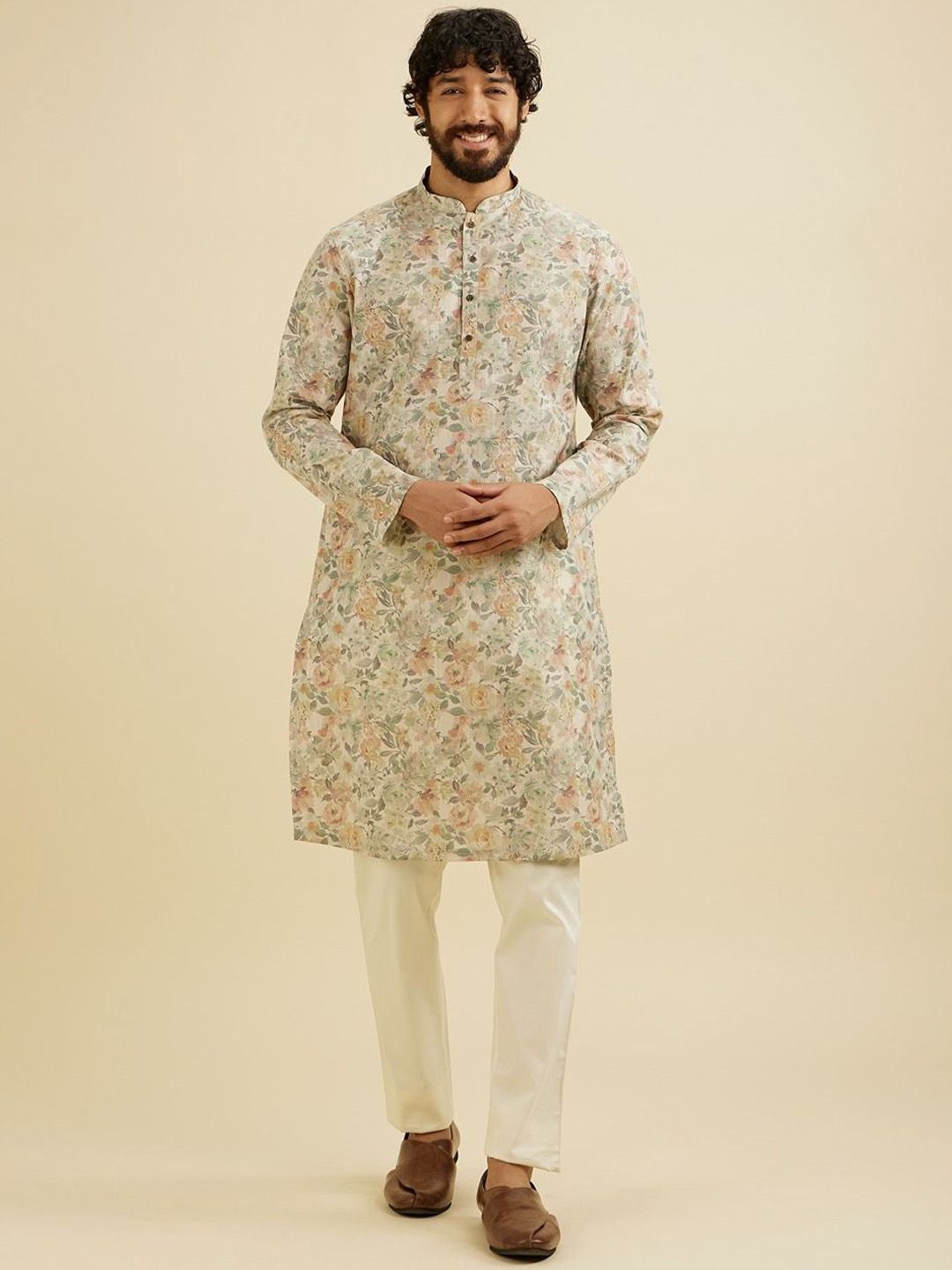 Manyavar Men Floral Printed Kurta-picture-29