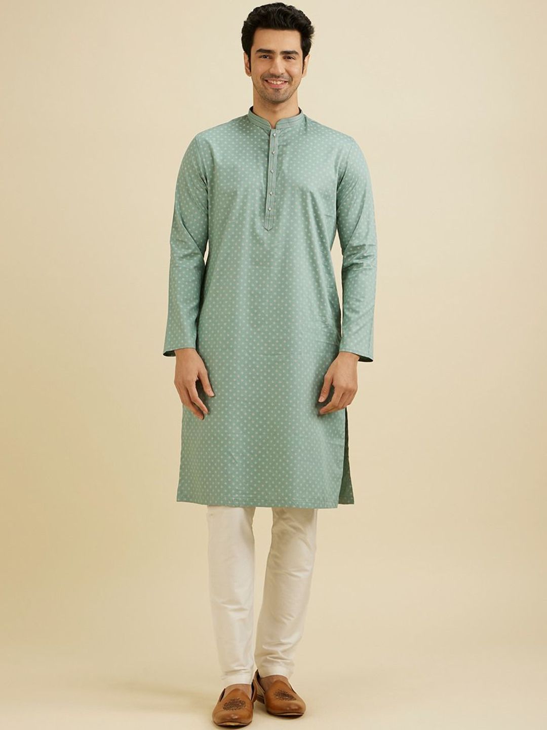 Manyavar Men Regular Pure Cotton Kurta with Pyjamas-image-15