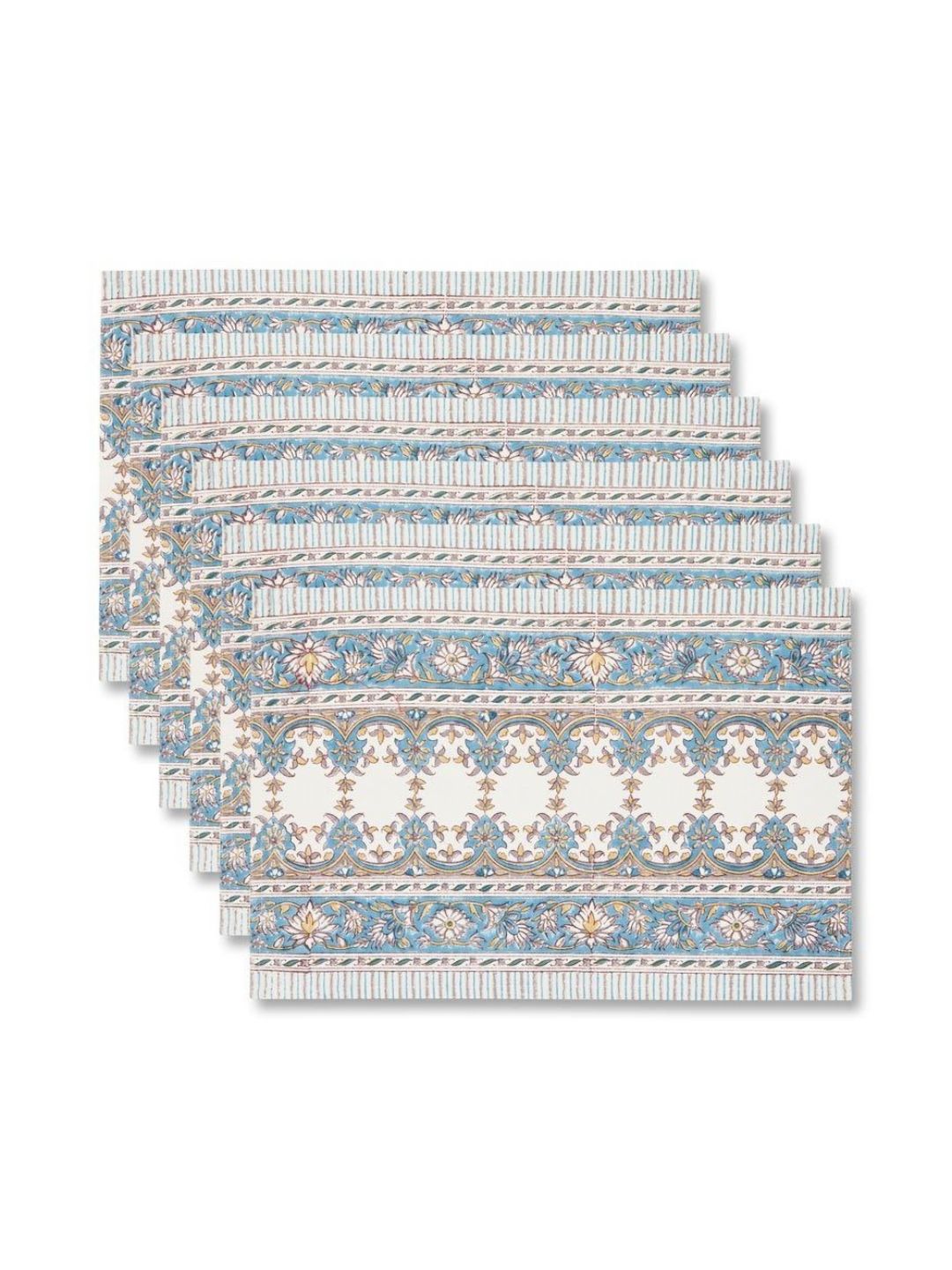 Fabindia 6- Pcs Blue & White Printed Cotton Table Placemats-picture-25