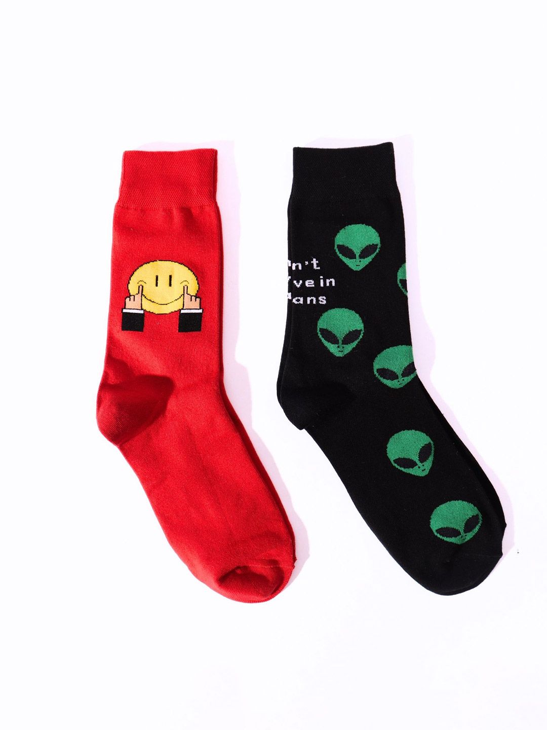 Thela Gaadi Unisex Pack Of 2 Patterned Calf Length Socks-picture-30