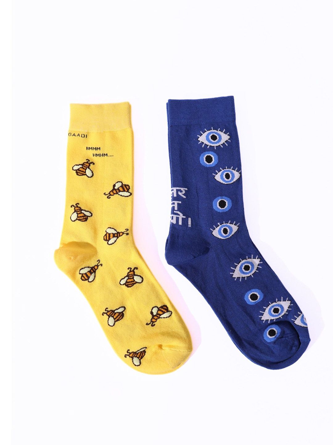 Thela Gaadi Unisex Pack Of 2 Patterned Calf-Length Socks-picture-44